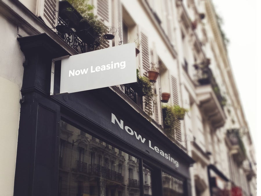 'Now Leasing' sign