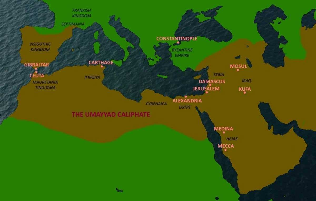 map umayyad caliphate largest
