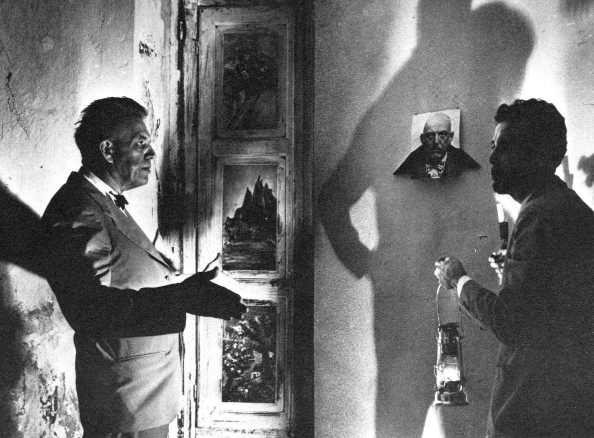 Kenneth Anger and Sexologist Dr. Alfred Kinsey inside the Abbey Of Thelema  (1955). | Kenneth anger, The secret history, Anger
