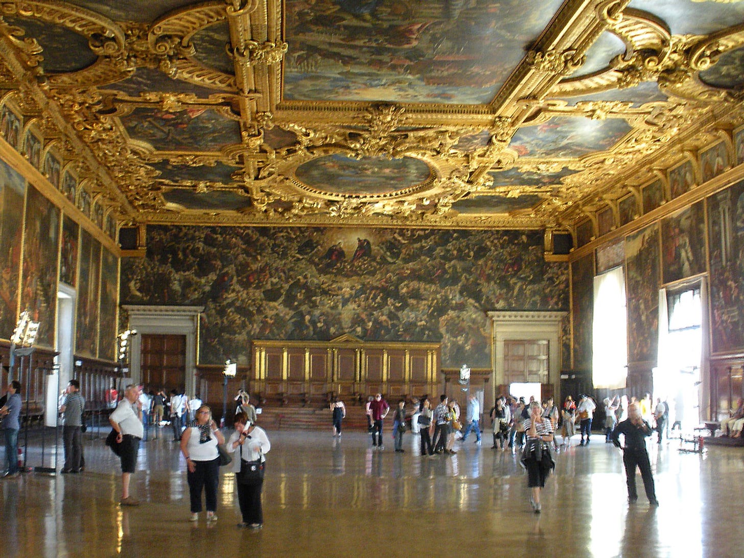 Doge' Palace, Venice: Chamber of the Great Council (53 meters long and ...
