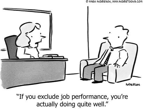 Office Cartoon # 4628 - If you exclude job performance, you're doing quite well.