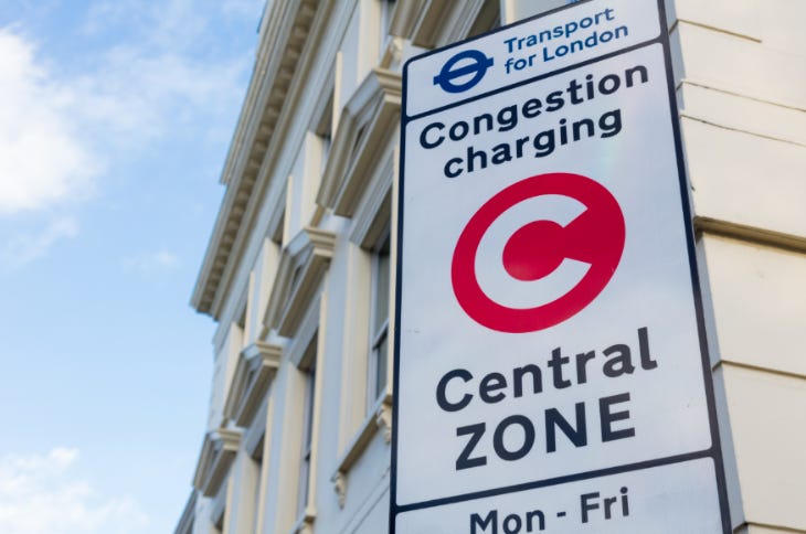 A Congestion Charge road sign