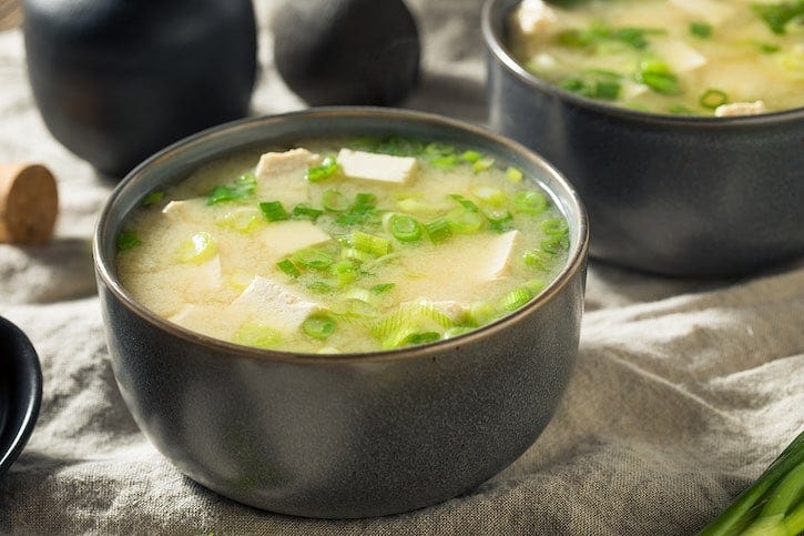 Japanese Style Miso Soup with tofu and scallions