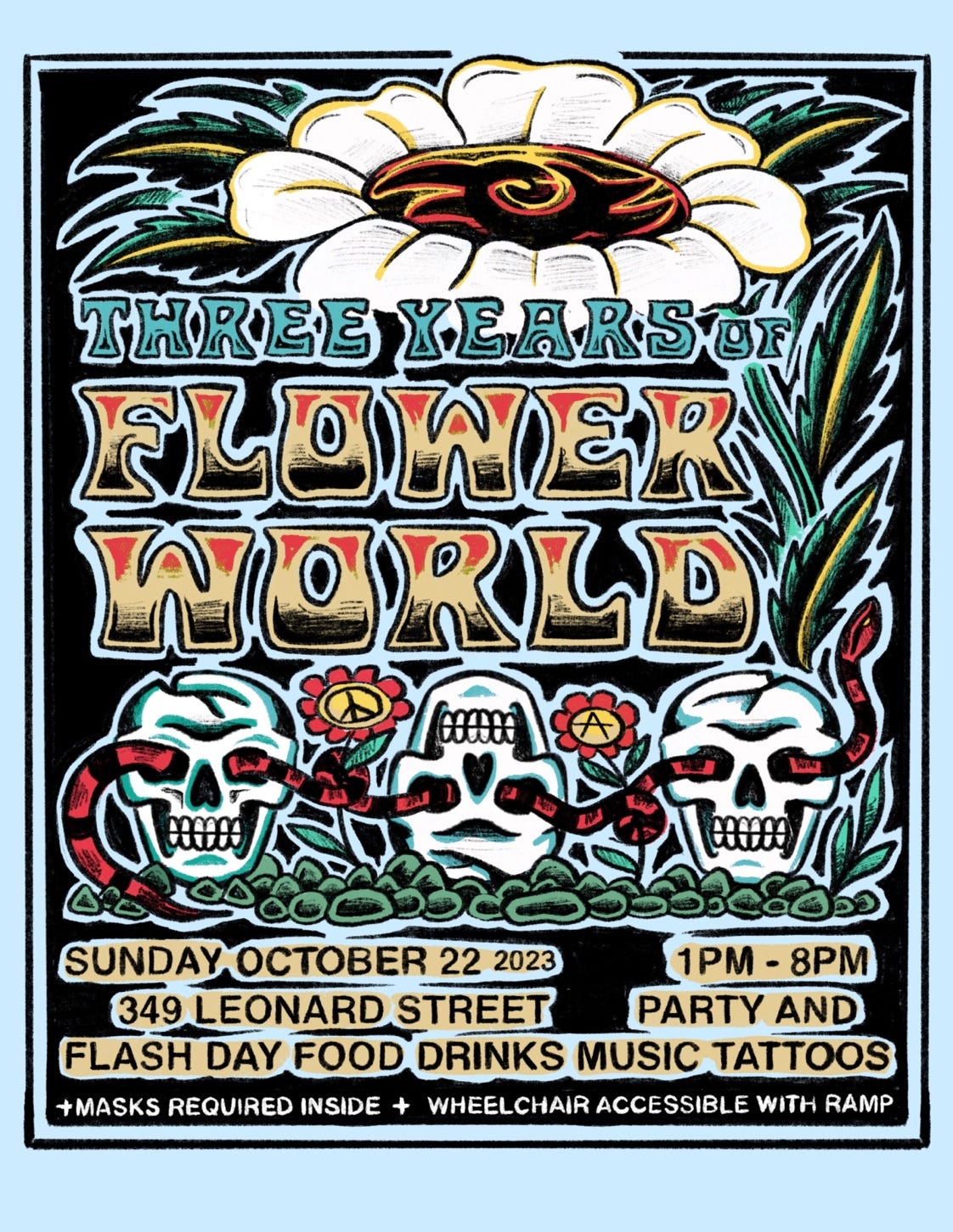 A poster for a flower world

Description automatically generated