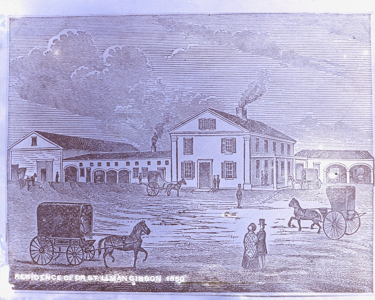 Etching of Dr. Stillman Gibson residence
