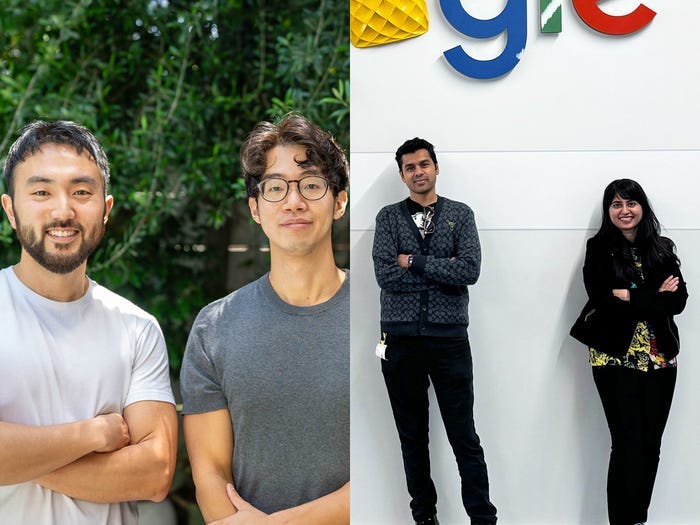 On left: Karat cofounders Will Kim and Eric Wei. On right: Tara.AI cofounders (and spouses) Syed Ahmed and Iba Masood.