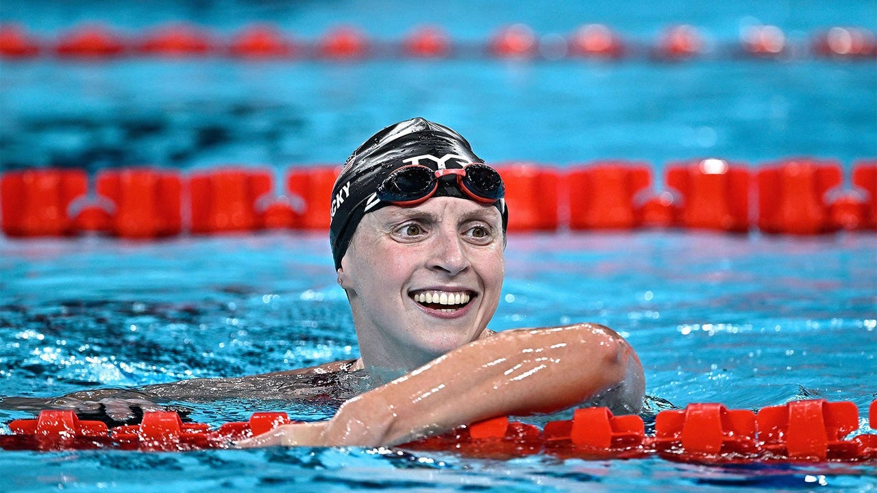 A photo of Katie Ledecky after the women’s 1500m freestyle final of swimming at Paris 2024 Olympic Games