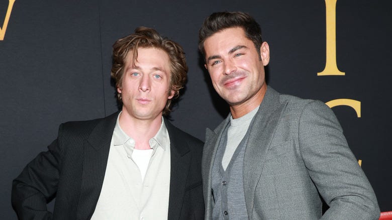 Zac Efron and Jeremy Allen White promoting The Iron Claw