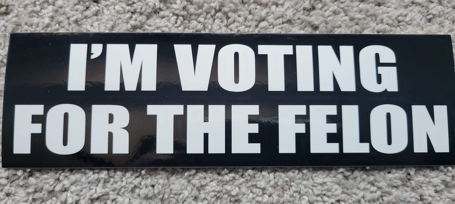 May be an image of text that says 'Μ VOTING FOR FORTHEFE THE FELON'