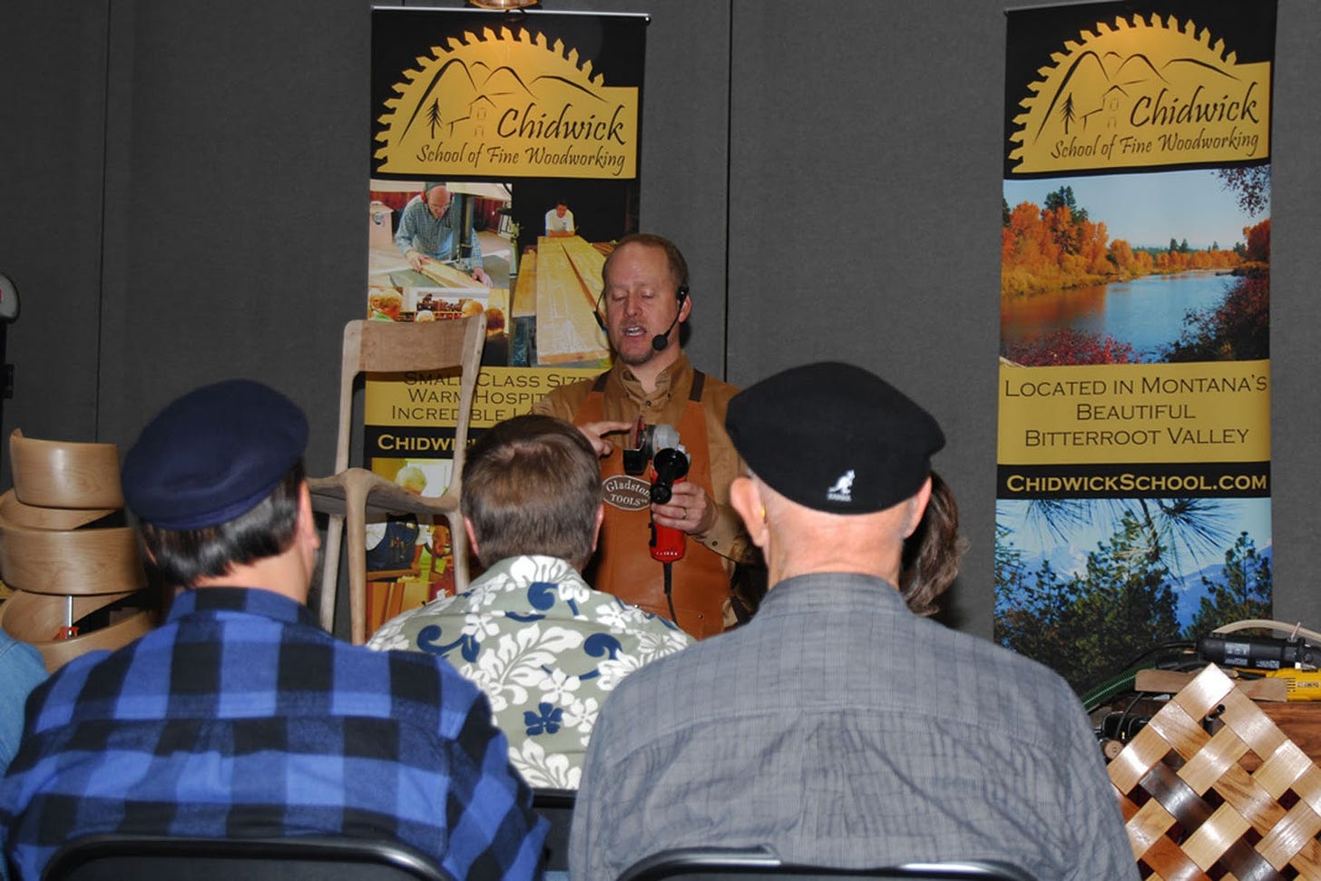 Andy teaching a seminar at a woodworking show