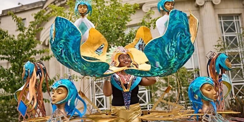 Yorkshire poet and Leeds alumni Khadijah Ibrahiim models the costume