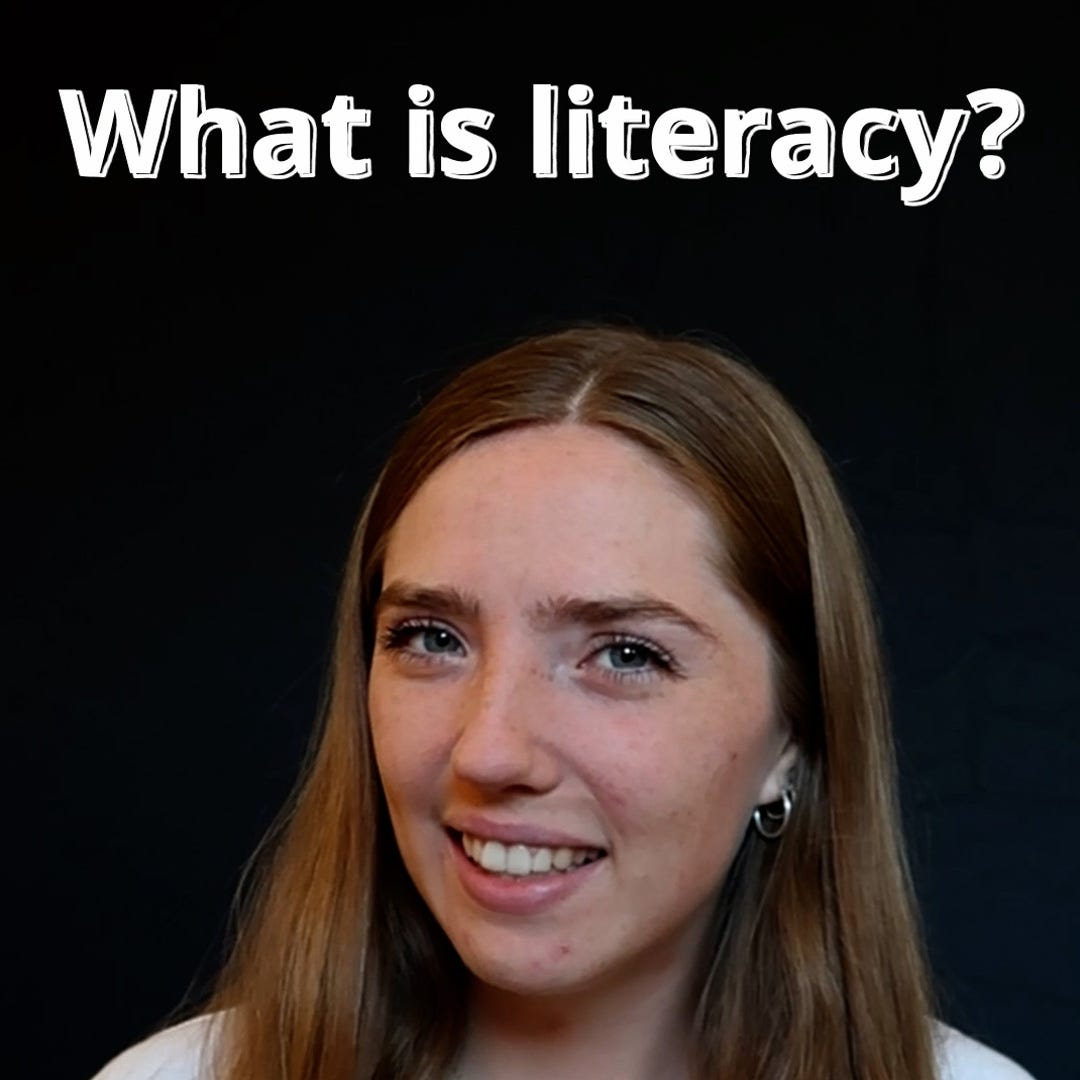 Alivia Brown with What is literacy? title