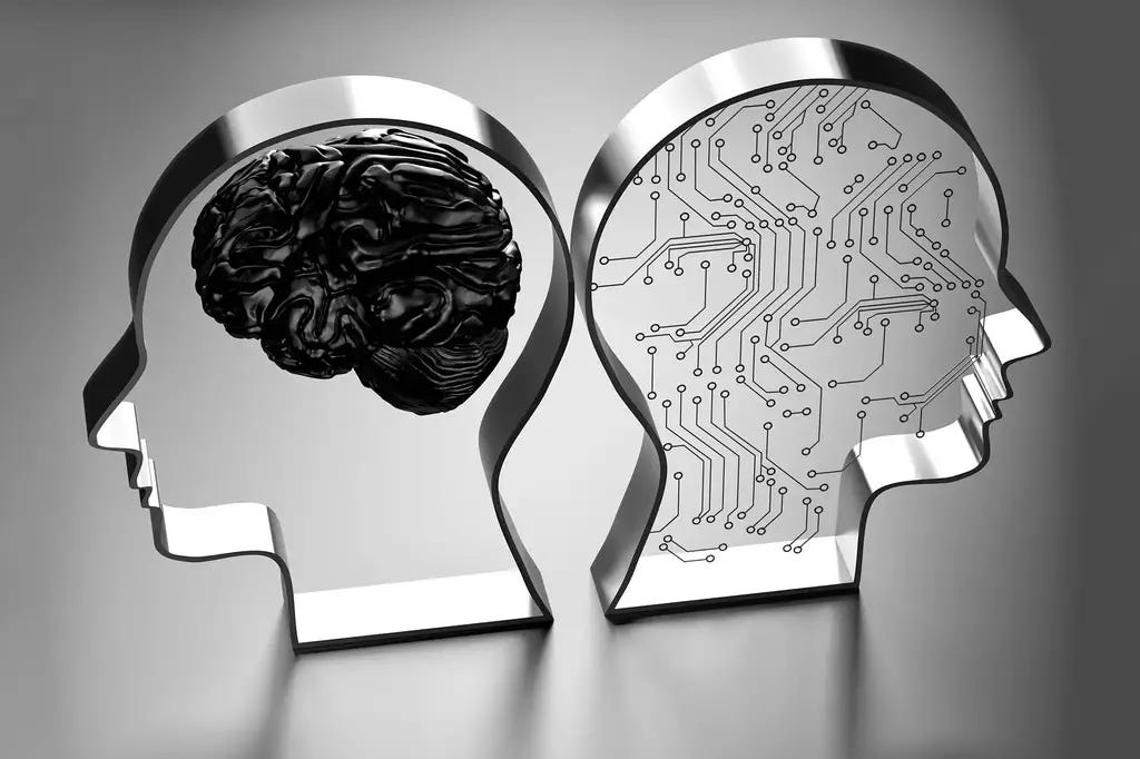 Human Brain vs Artificial Intelligence Concept