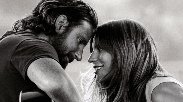 lady gaga smiles at guitar bradley cooper star is born