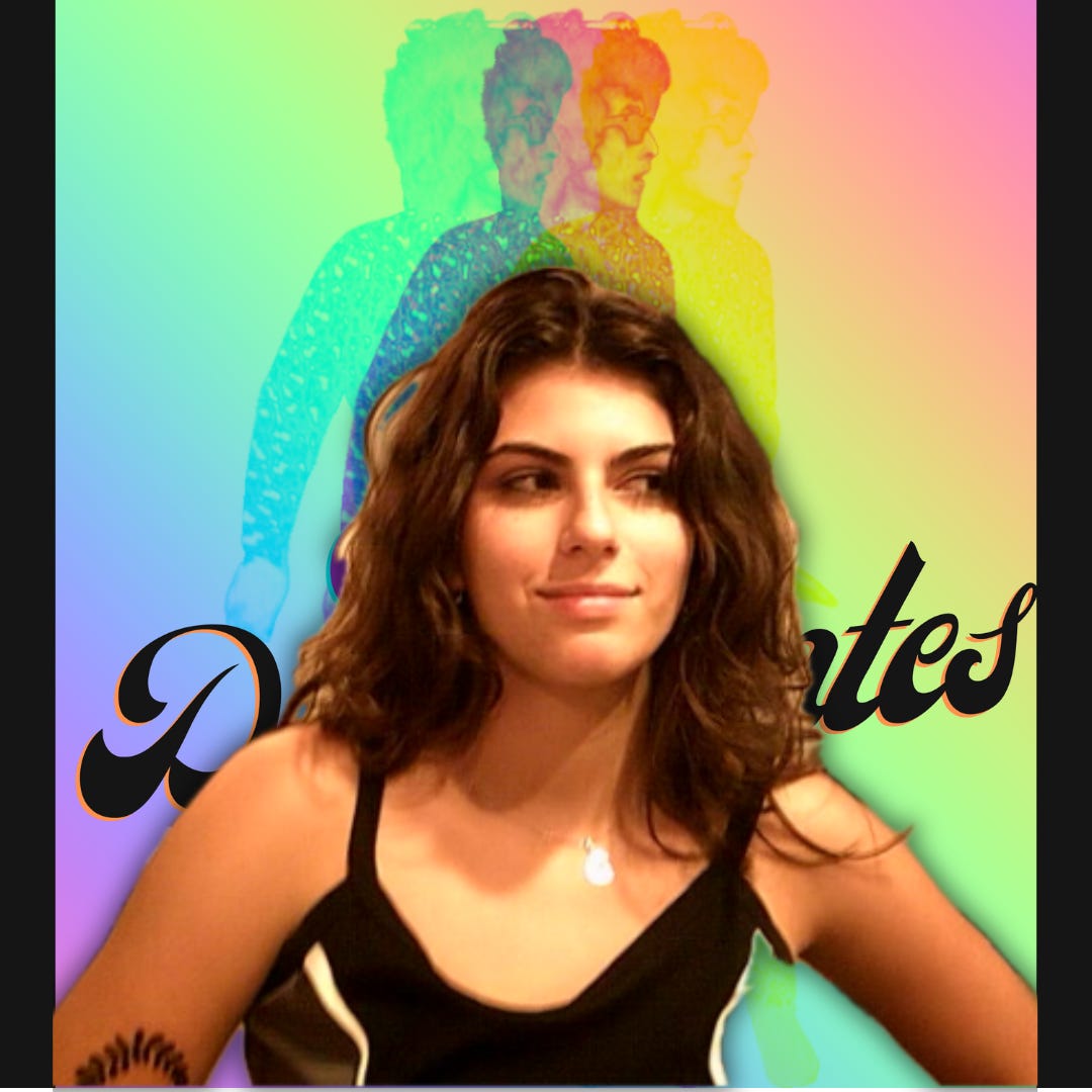 Photo of Bella Napolitano superimposed over the Dylantantes logo