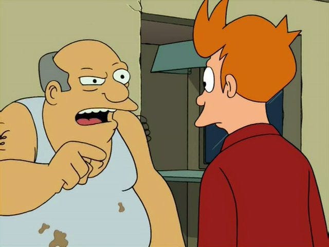 Futurama Quotes on X: "Hey, Fry. Pizza goin' out. C'mon! But I'm  celebrating New Year's Eve. Like you got squat to celebrate! You're a delivery  boy this millennium and you'll be a