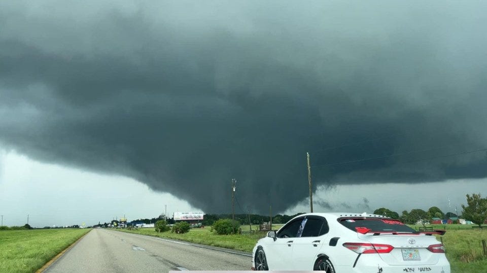 A tornado forming in southeast Florida hours before Hurricane Milton's landfall