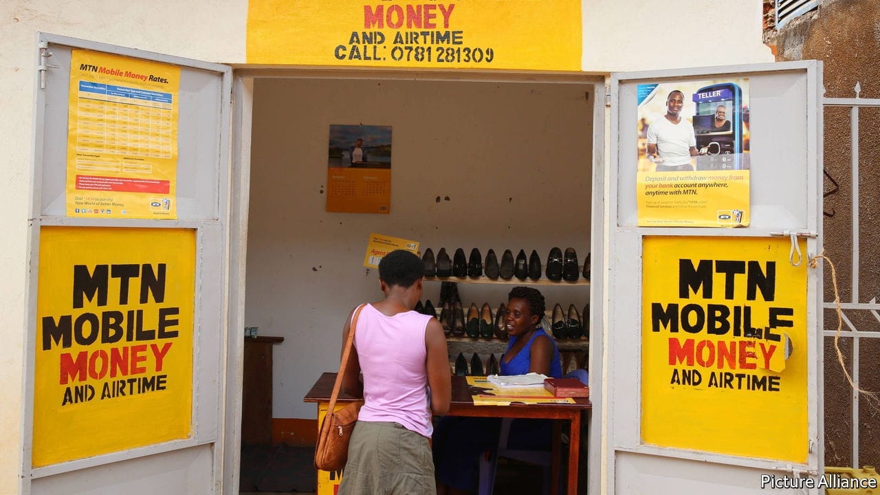 Mobile money booth.