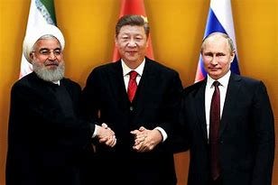 The leaders of Iran, China and Russia shake hands in solidarity