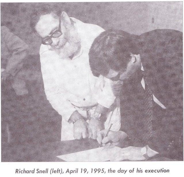 TIL convicted murderer Richard Wayne Snell repeatedly predicted there would be a bombing or explosion on the day of his execution or after, April 19, 1995. On that day, he smiled and TIL convicted murderer Richard Wayne Snell repeatedly predicted there would be a bombing or explosion on the day of his execution or after, April 19, 1995. On that day, he smiled and