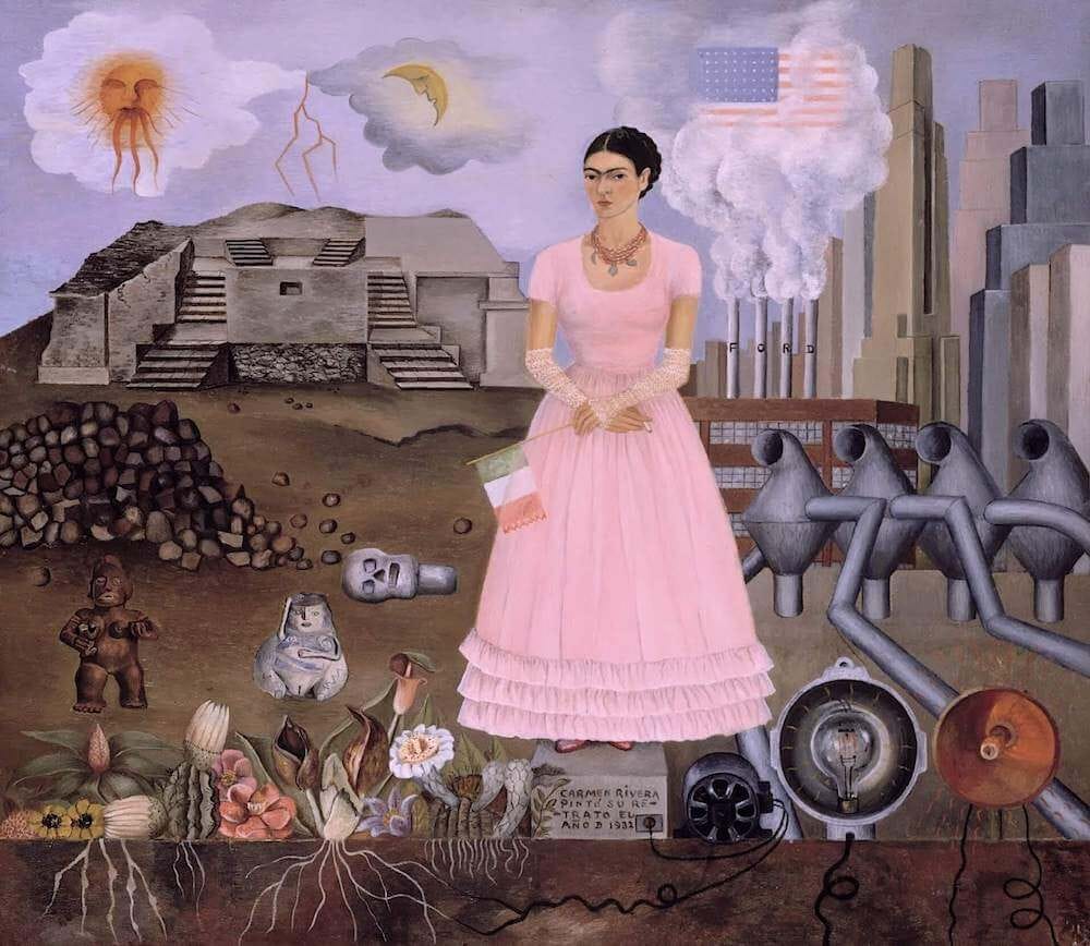 Self Portrait Along the Boarder Line Between Mexico and the United States, 1932 by Frida Kahlo