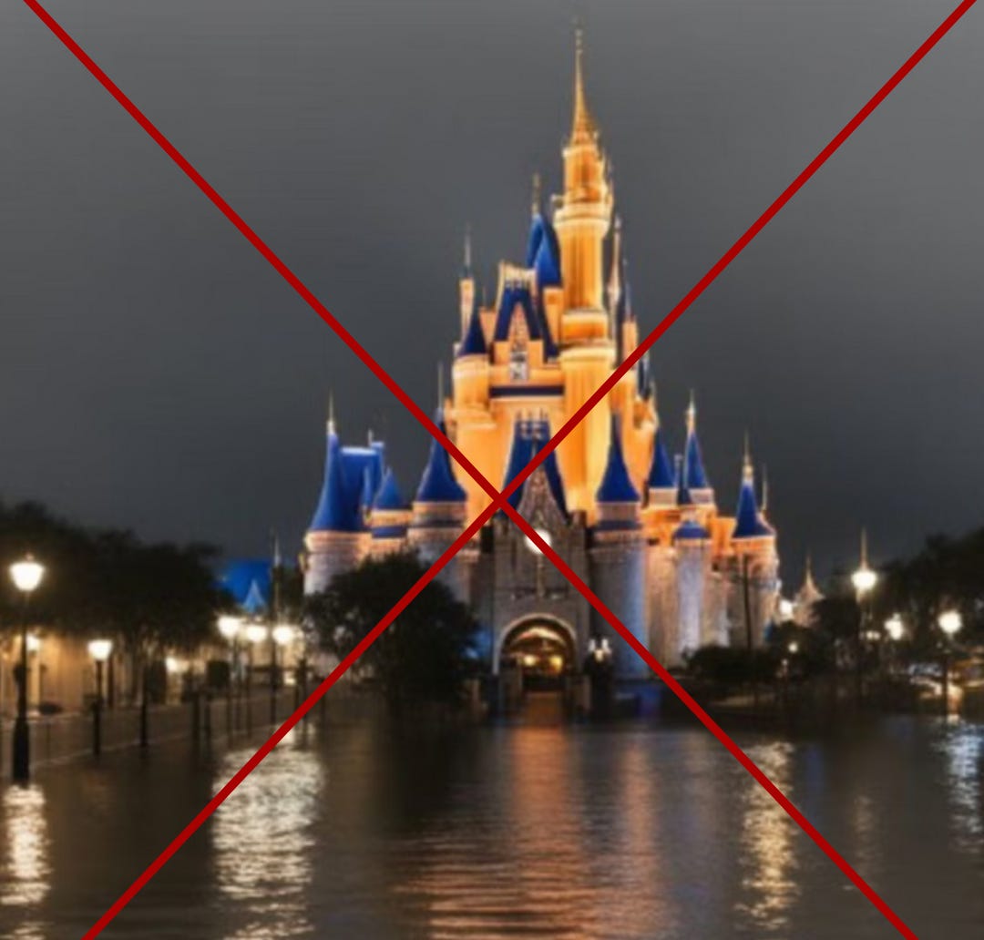 AI generated photo of Cinderella's Castle at Disney World in FL