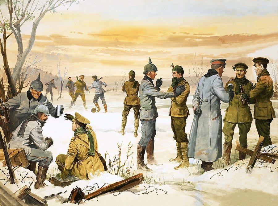 British And German Soldiers Hold A Christmas Truce During The Great War ...