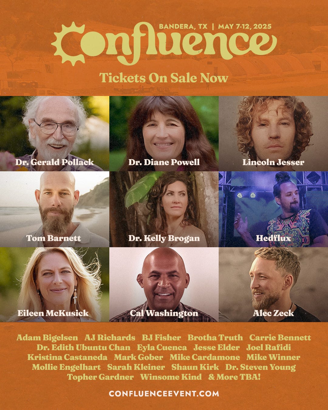 Image of Confluence Conference Flyer with  headshots of Speakers