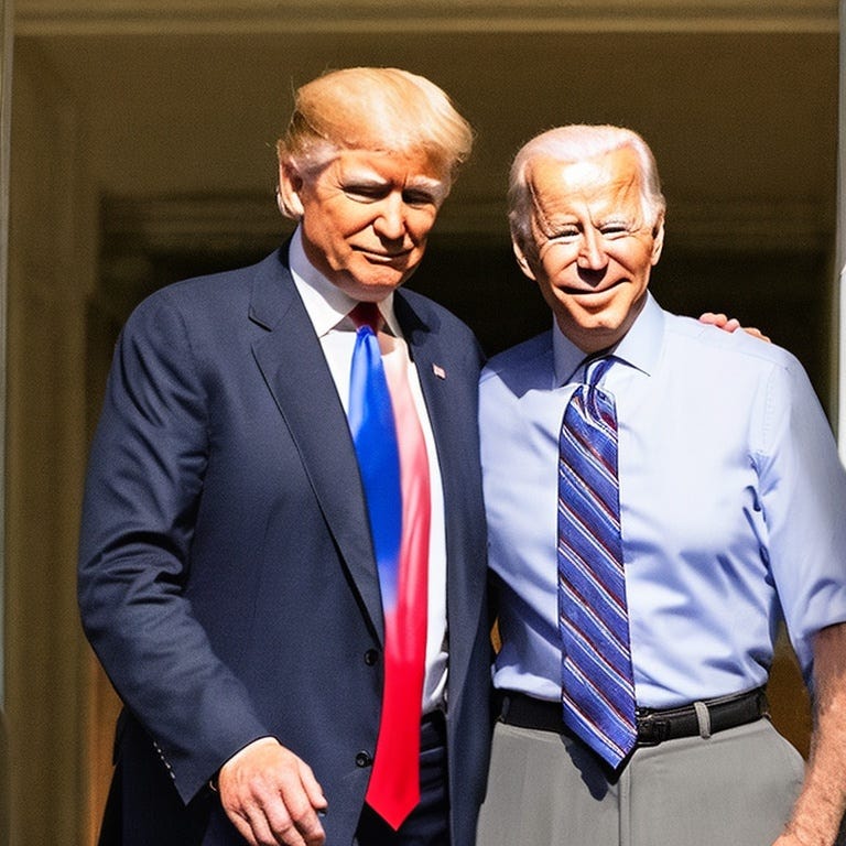 Trump and Biden pose together.