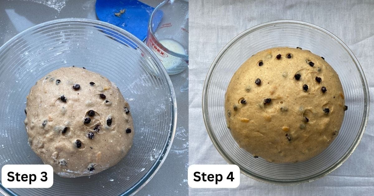 Hot Cross Bun dough in a bowl. 