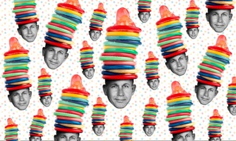 illustration: Ben Wilson of Durex with a crown made of condoms, repeated multiple times across the image field