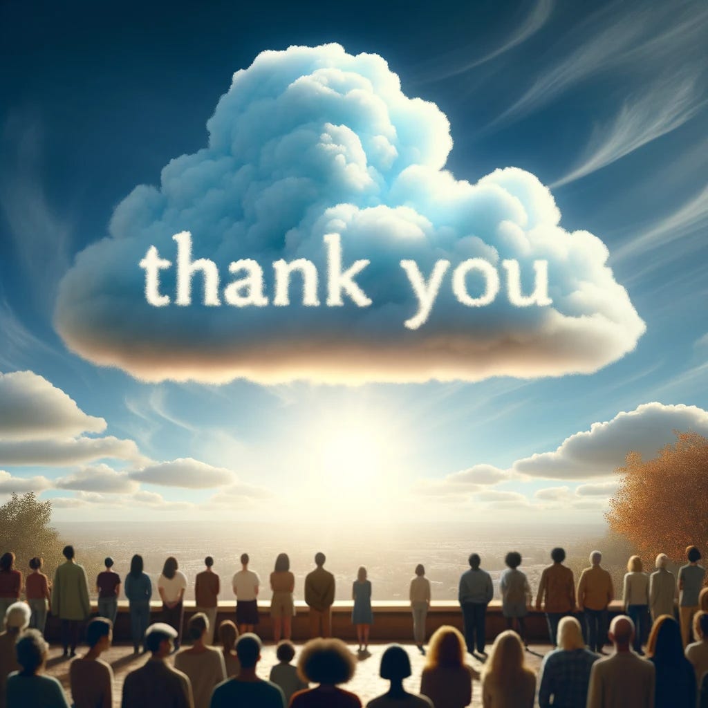 Thank you cloud in the sky, people seeing the light.