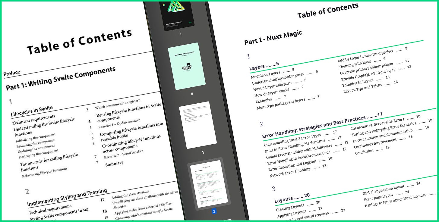 Tan Li Hau’s Svelte book on the left | My Nuxt book on the right