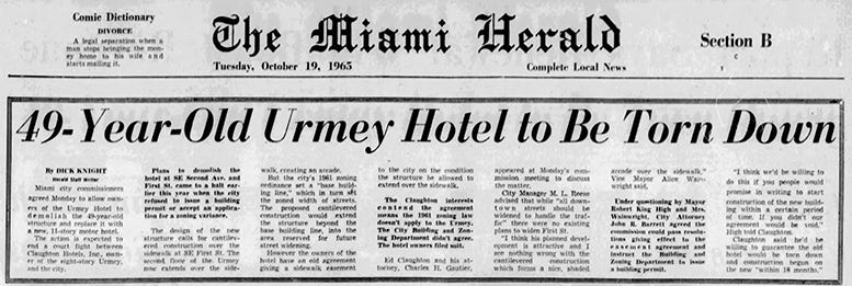 Figure 7: Headline in Miami Herald on October 19, 1965