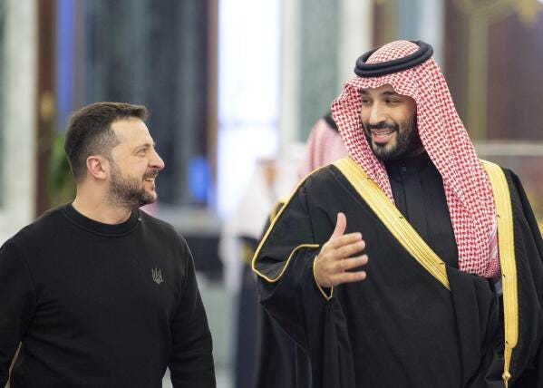 Ukrainian President Zelenskyy lands in Saudi Arabia to push for peace and a  POW exchange with Russia | AP News