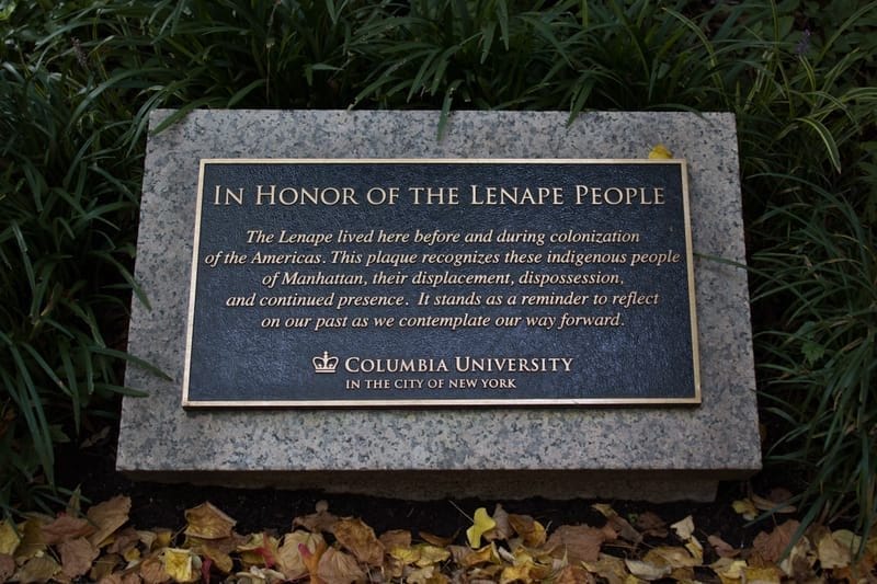 Lenape Plaque - Columbia University Historical Justice Initiative