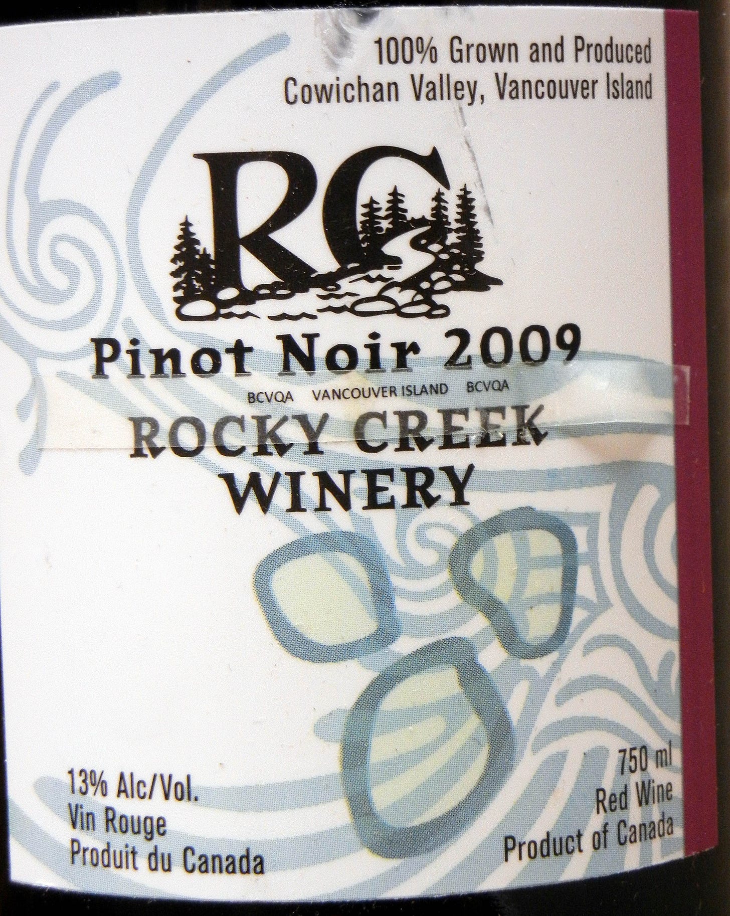 Rocky Creek Pinot Noir 2009 Label - BC Pinot Noir Tasting Review 9
