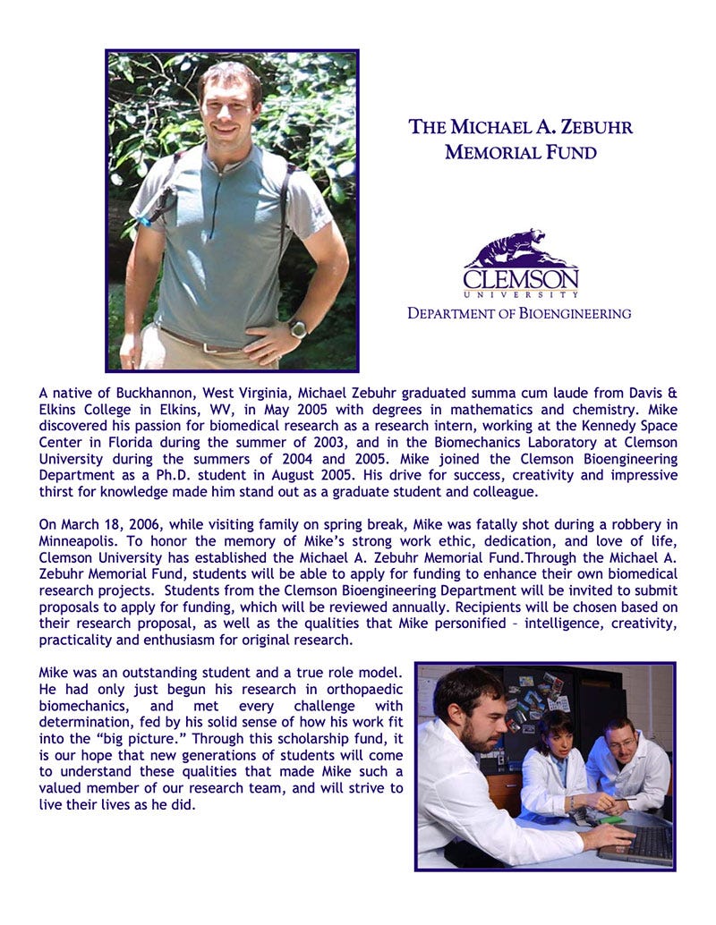 Memorial fund flyer overview