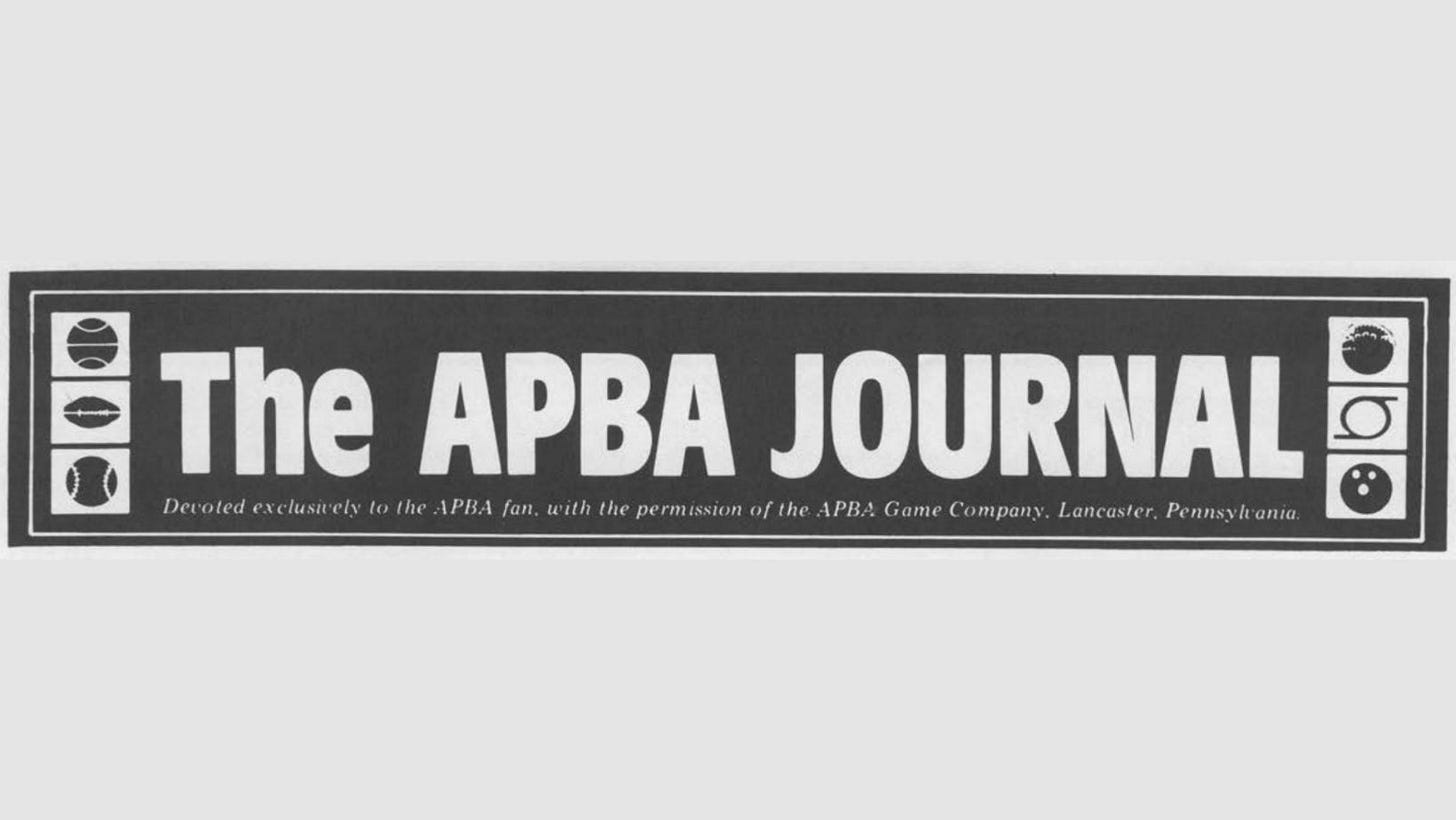 Baseball Replay Journal The APBA Journal