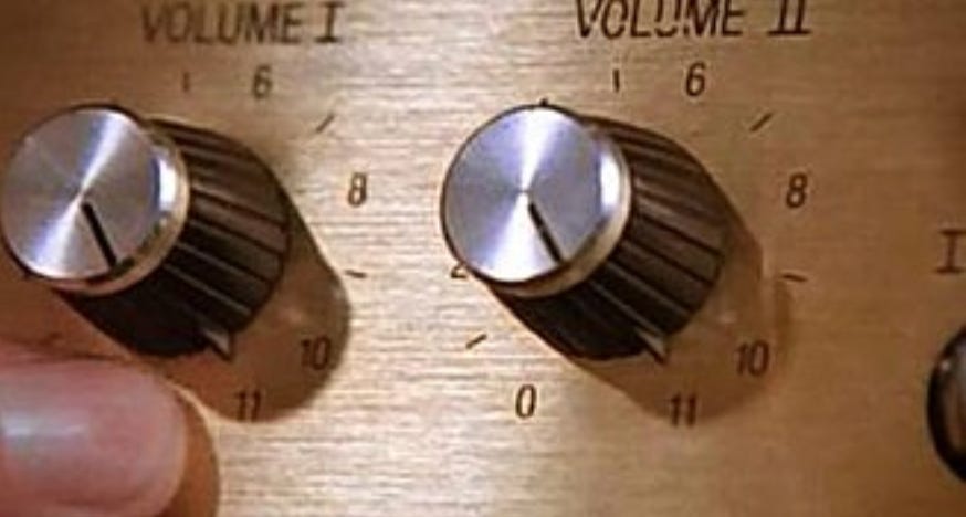two volume dials, turned up to 11
