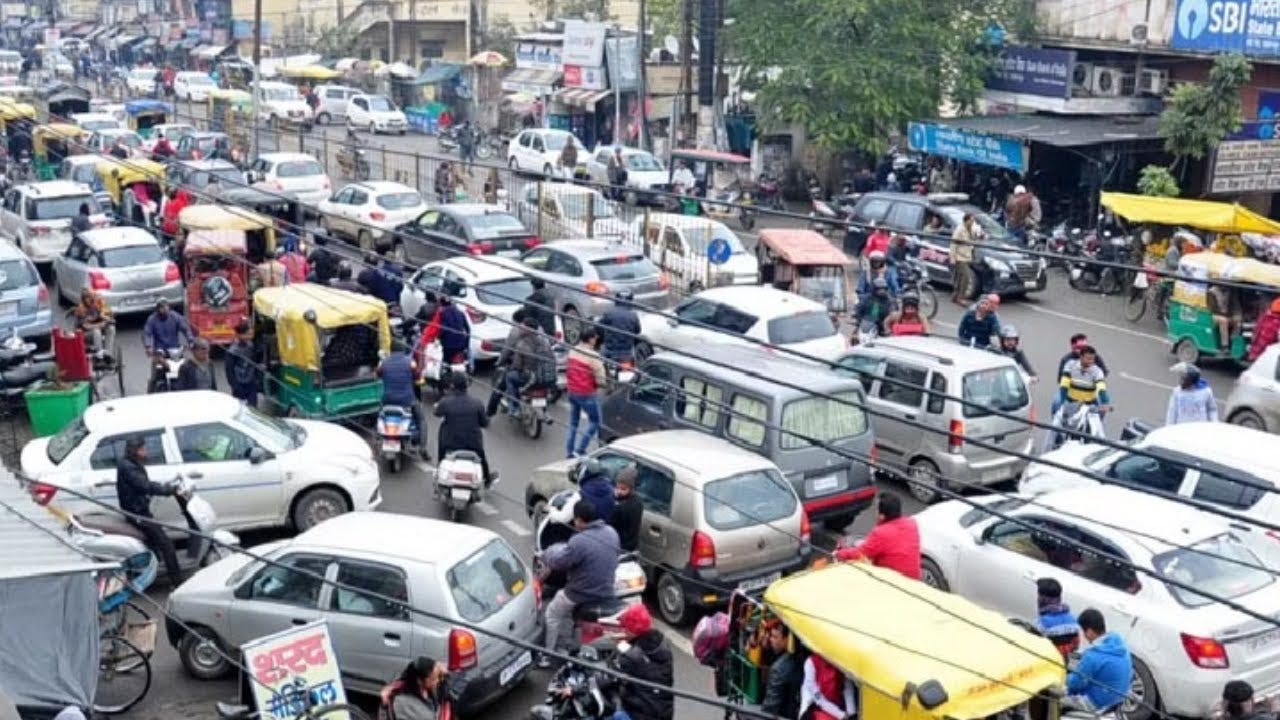 Crazy traffic congestion in India with heavy traffic sound - Meerut, UP,  India | Date 06-07-2023