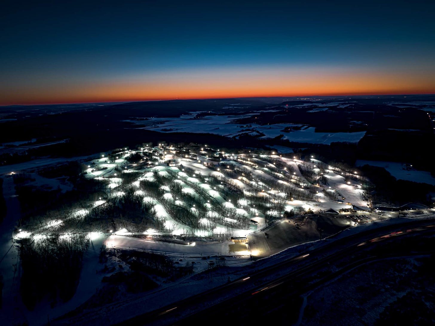 It wouldn't be the Midwest without a giant night-skiing operation. Photo courtesy of Cascade Mountain.