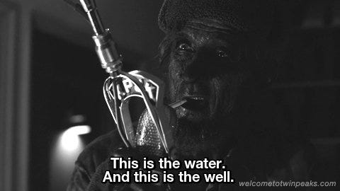 Welcome to Twin Peaks on Twitter: "This is the water. And this is the well. Drink  full and descend. The horse is the white of the eyes and dark within.  #TwinPeaks https://t.co/Pi3okQn11B" /