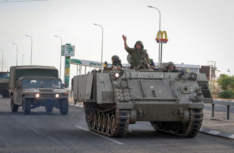  Israeli soldiers near the Israeli border with Lebanon, northern Israel, October 10, 2023 (photo credit: David Cohen/Flash90)