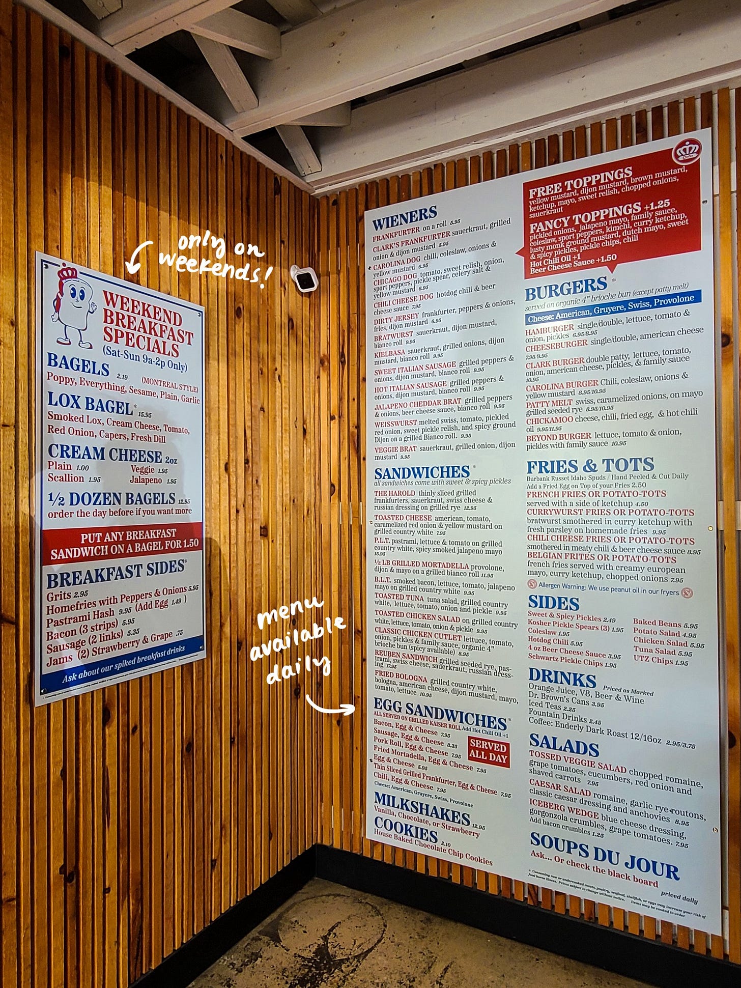 Clark's Snack Bar menu