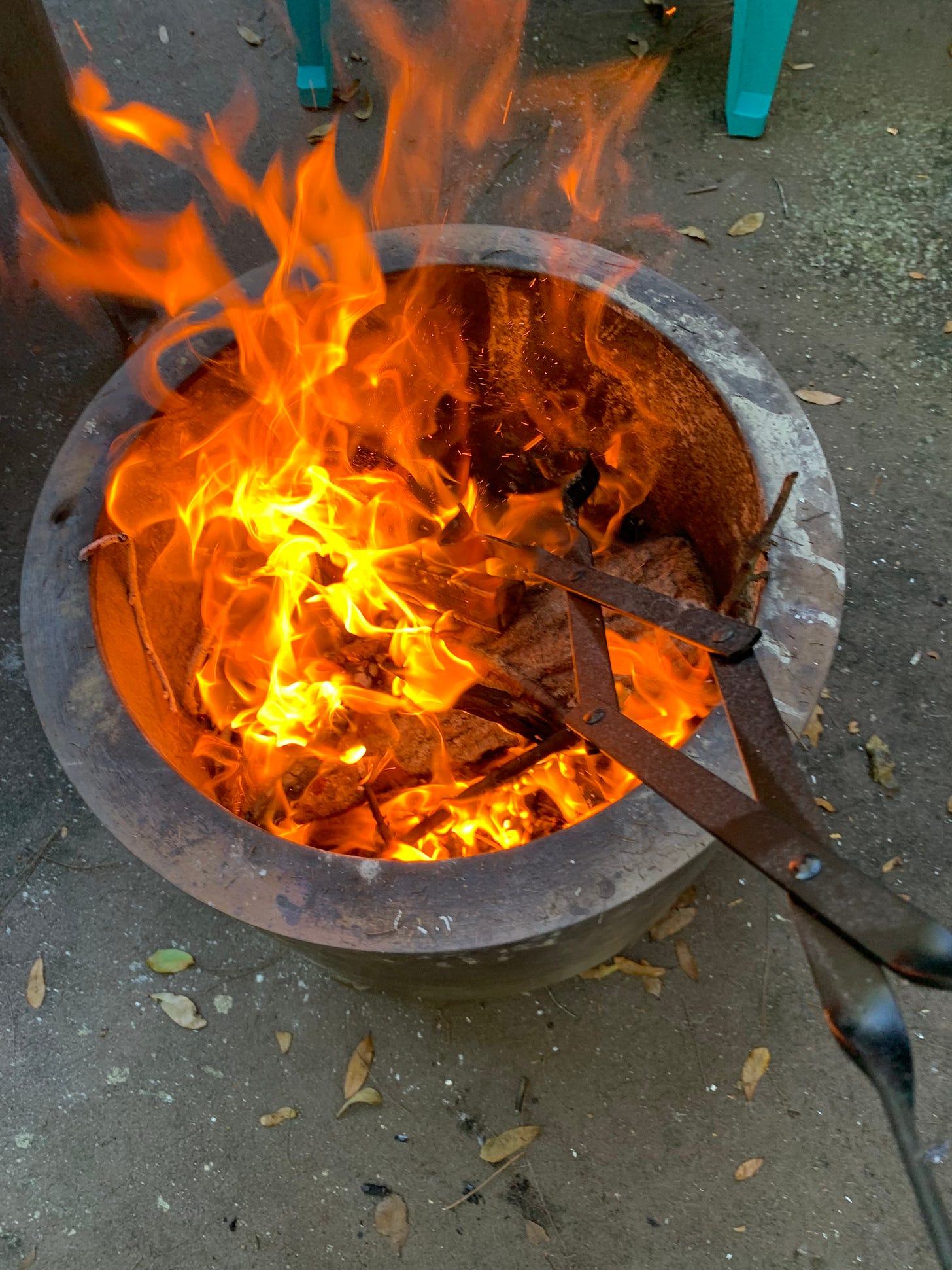 using fire tongs