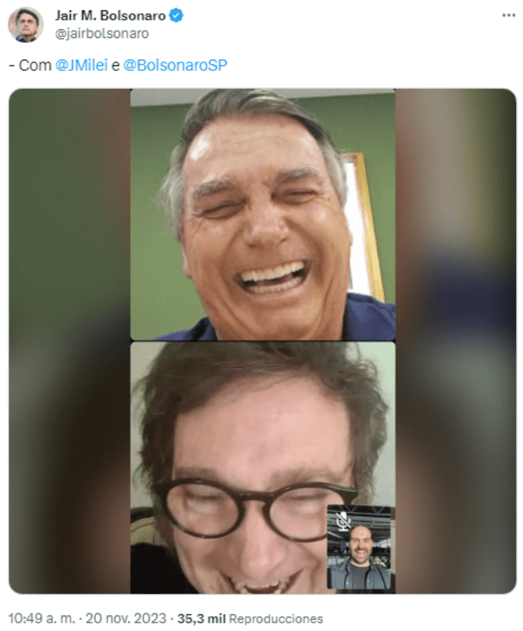 Jair Bolsonaro y Javier Milei conversaron por videollamada.