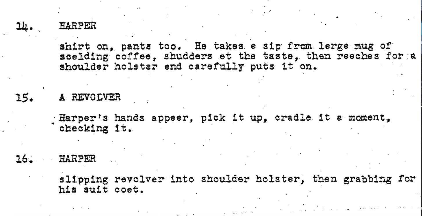 Screenplay from Harper shots for through 16