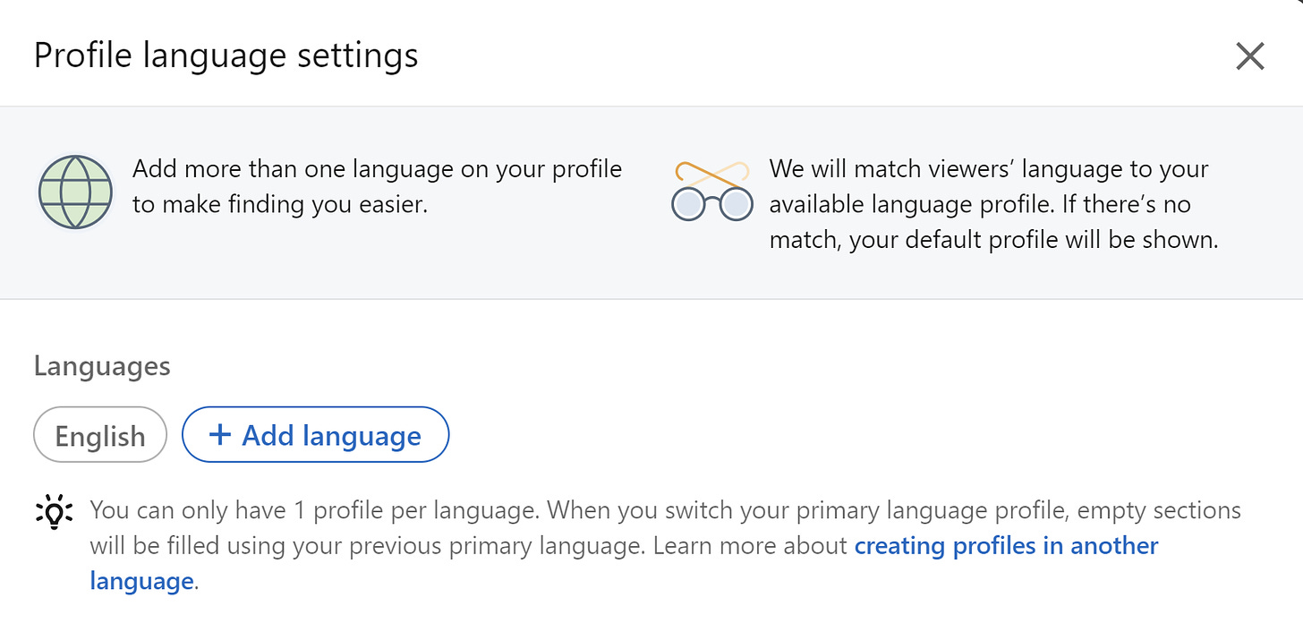 LinkedIn Profile Language Settings