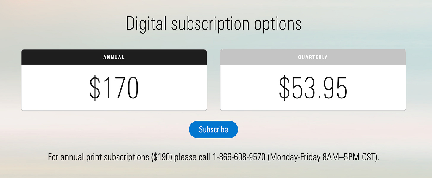 Morningstar StockInvestor subscription details